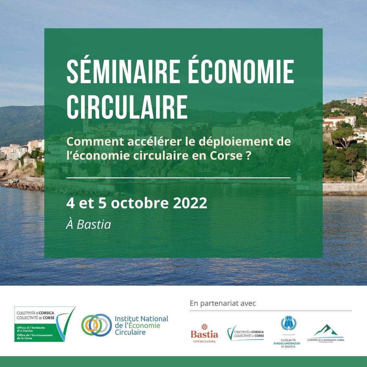 [Séminaire] L'économie circulaire en Corse - Bastia - 4 & 5 octobre