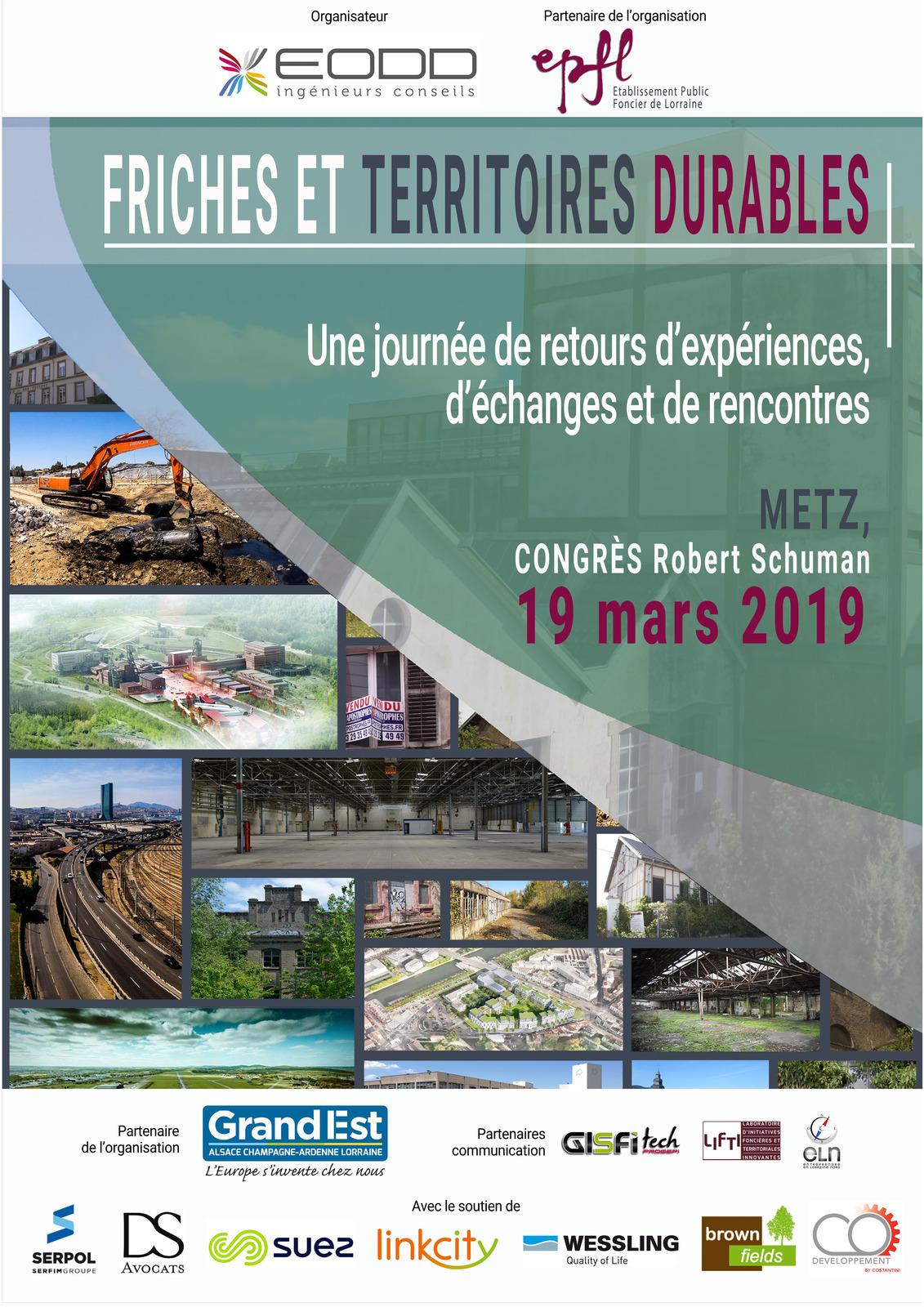 Colloque “Friches et territoires durables”, mardi 19 mars 2019 à Metz