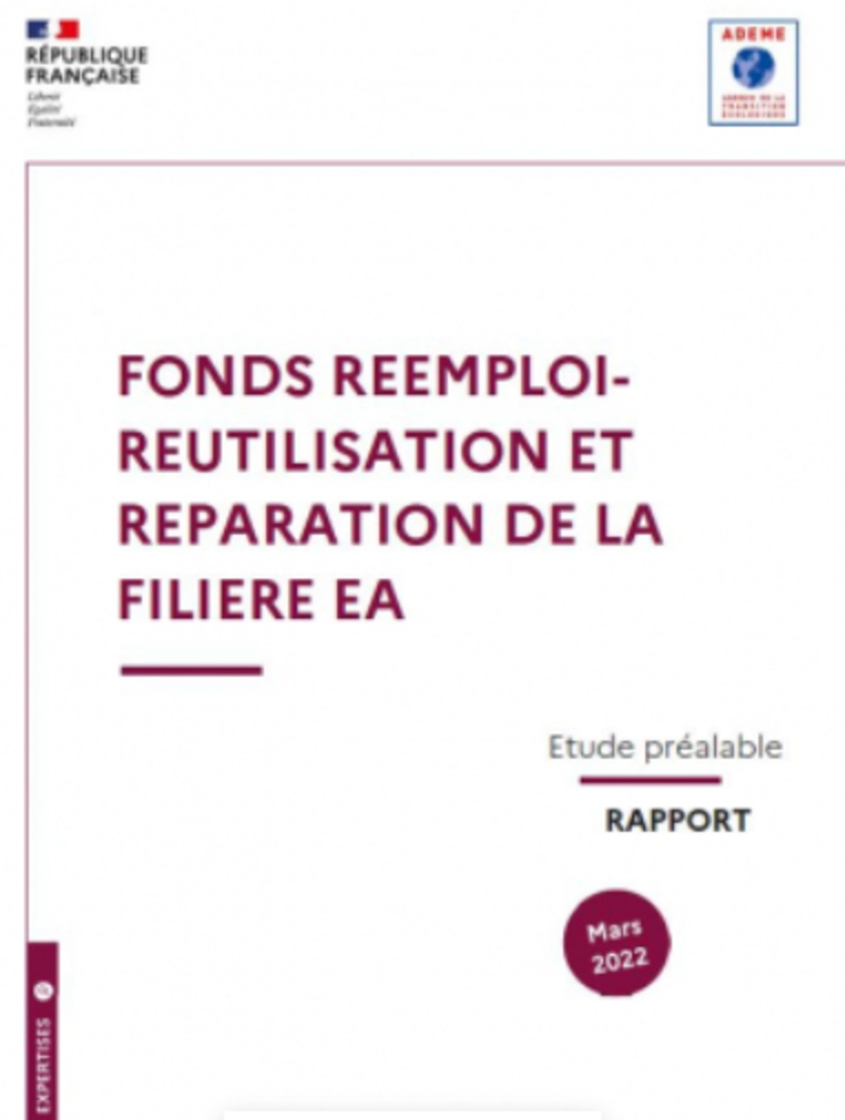 Publication de l'étude ADEME - Préalable à la mise en place du fonds réemploi-réutilisation-réparation DEA