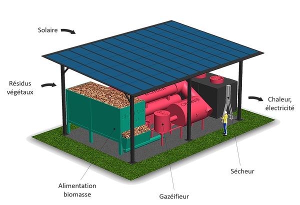Biomass-fuelled power, heating and refrigeration plant